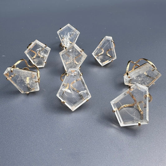 Lozenge crystal quartz ring