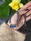 Blue kyanite beaded necklace with raw kyanite connector