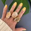 Freeform faceted yellow druzy geode ring