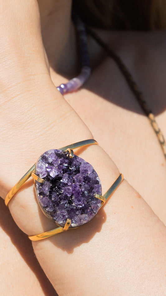 druzy amethyst cuff bracelet