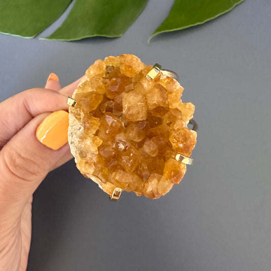 Druzy citrine cuff bracelet