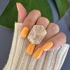 Freeform faceted yellow druzy geode ring
