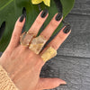 Freeform faceted rutilated quartz ring