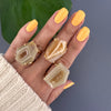 Freeform faceted yellow druzy geode ring