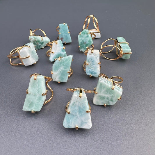 Freeform larimar slice ring