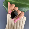 Oversized faceted smoky quartz cocktail ring