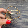 Freeform faceted smoky quartz cuff bracelet