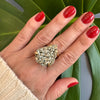 Pyrite teardrop ring