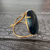 Blue agate oval cuff bracelet