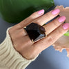 Oversized faceted smoky quartz cocktail ring