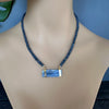 Blue kyanite beaded necklace with raw kyanite connector