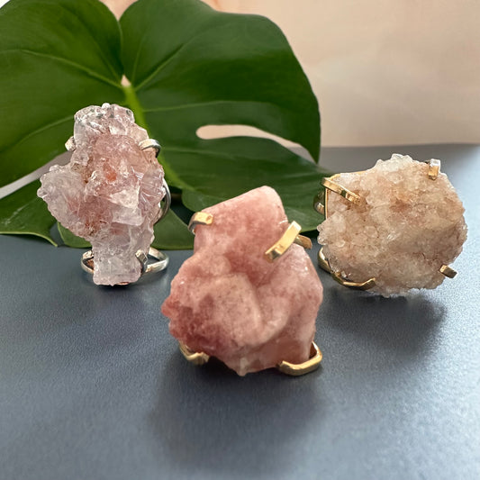 Pink amethyst cluster ring