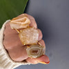 Freeform faceted yellow druzy geode ring