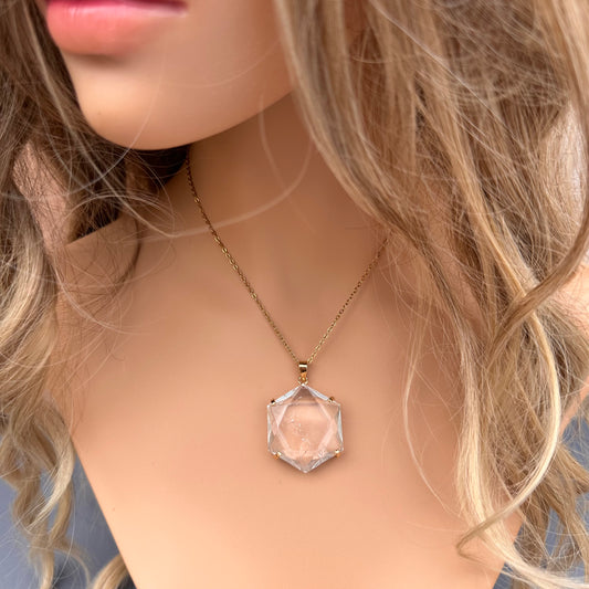 Crystal hexagon pendant