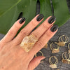 Freeform faceted rutilated quartz ring