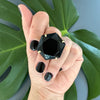 Black onyx hexagon ring