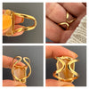 Freeform faceted yellow druzy geode ring