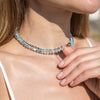 18-Karat White Gold Blue Topaz Necklace