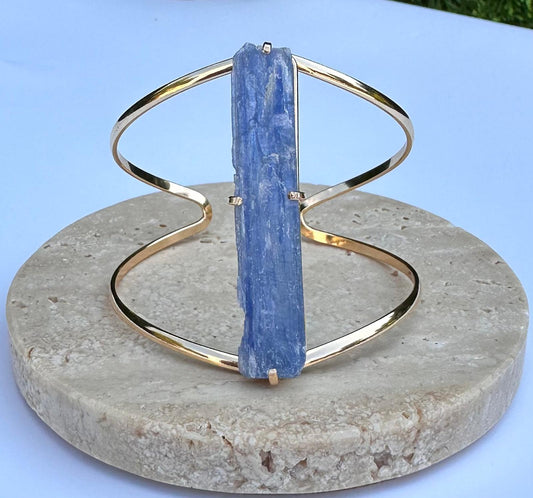 Raw blue kyanite cuff bracelet
