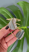 Teardrop amethyst crystals slice cuff bracelet