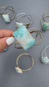 Larimar rectangle cabochon cuff bracelet