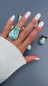 Larimar pear-shaped cuff ring