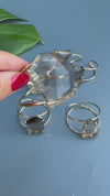 Freeform faceted smoky quartz cuff bracelet