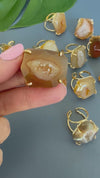 Freeform faceted gold geode ring