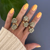 Duo oval-shaped pyrite cluster ring