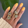 Duo oval-shaped pyrite cluster ring