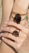 Rough smoky quartz cuff bracelet