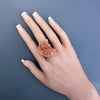 Druzy pink amethyst moon ring