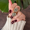Duo oval-shaped pyrite cluster ring