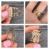 Large raw rose quartz gem ring