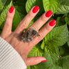 Smoky quartz cluster ring