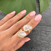 Duo milky quartz ring