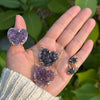 Druzy amethyst heart connector pendant
