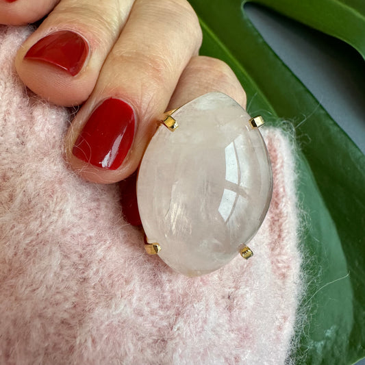 Rose quartz marquise ring
