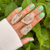 Large raw green amethyst gem ring