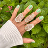 Large raw green amethyst gem ring