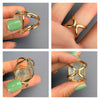 Large raw green amethyst gem ring