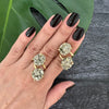 Duo oval-shaped pyrite cluster ring