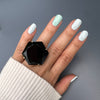 Black obsidian hexagon ring