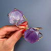 Purple amethyst hexagon cuff bracelet