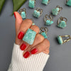Freeform faceted amazonite ring
