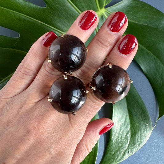 Smoky quartz round ring