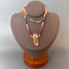 Multicolor sapphire necklace with pink lemurian point connector