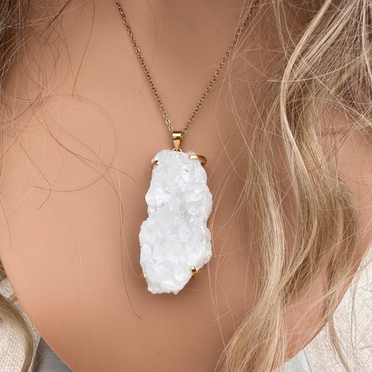 Extra-large crystal cluster pendant