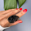 Large raw smoky quartz gem ring