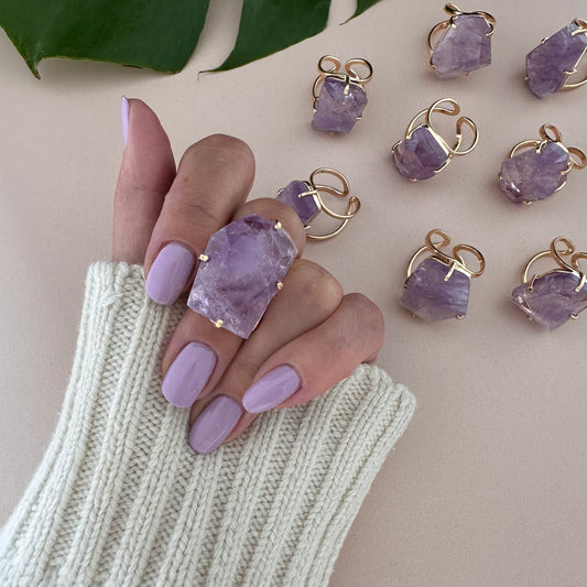 Freeform faceted purple amethyst ring